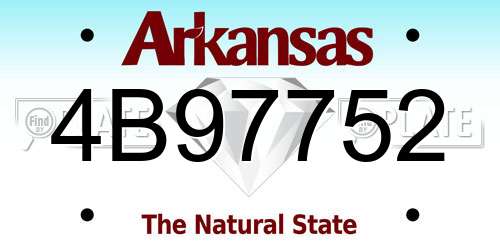 4B97752 Arkansas License Plate