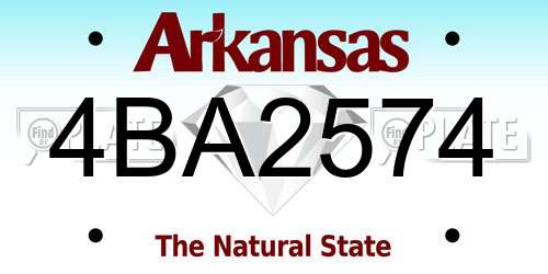 4BA2574 Arkansas License Plate