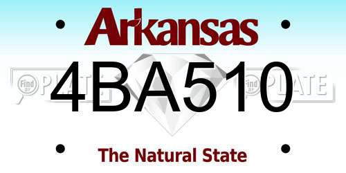 4BA510 Arkansas License Plate