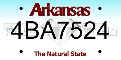 4BA7524 Arkansas License Plate