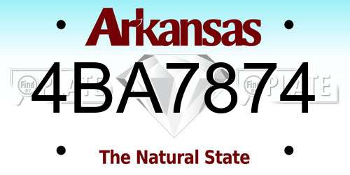 4BA7874 Arkansas License Plate