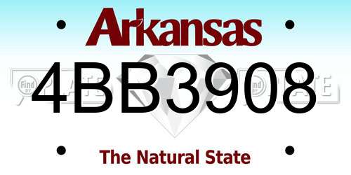 4BB3908 Arkansas License Plate