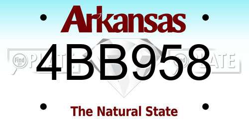 4BB958 Arkansas License Plate