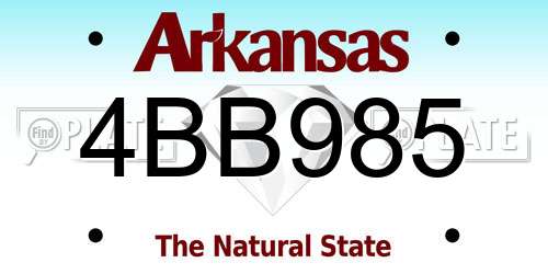 4BB985 Arkansas License Plate