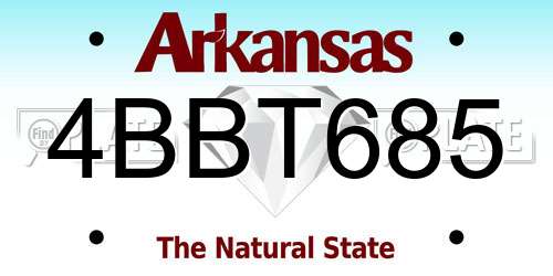 4BBT685 Arkansas License Plate