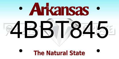 4BBT845 Arkansas License Plate