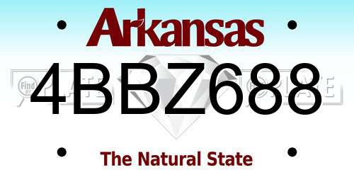 4BBZ688 Arkansas License Plate