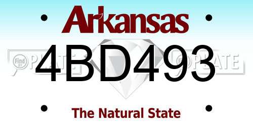 4BD493 Arkansas License Plate