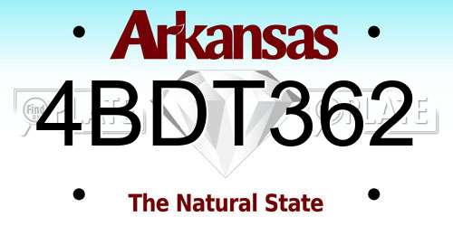 4BDT362 Arkansas License Plate