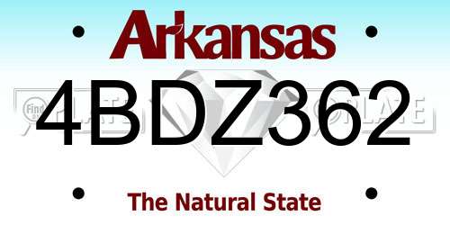 4BDZ362 Arkansas License Plate