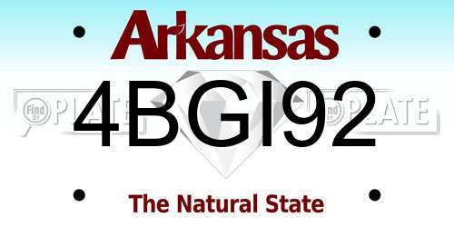 4BGI92 Arkansas License Plate