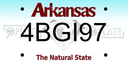 4BGI97 Arkansas License Plate