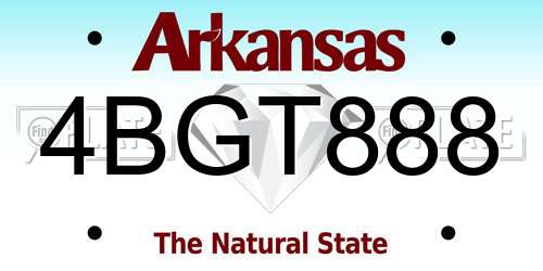 4BGT888 Arkansas License Plate