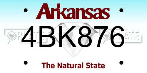 4BK876 Arkansas License Plate