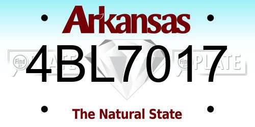 4BL7017 Arkansas License Plate