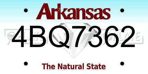 4BQ7362 Arkansas License Plate