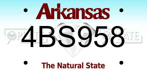 4BS958 Arkansas License Plate