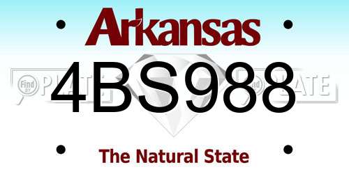 4BS988 Arkansas License Plate