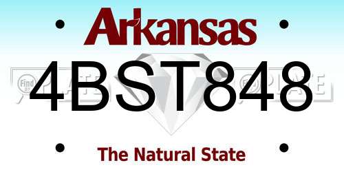 4BST848 Arkansas License Plate