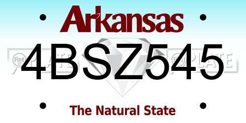 4BSZ545 Arkansas License Plate