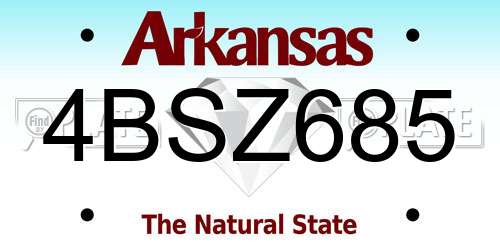 4BSZ685 Arkansas License Plate