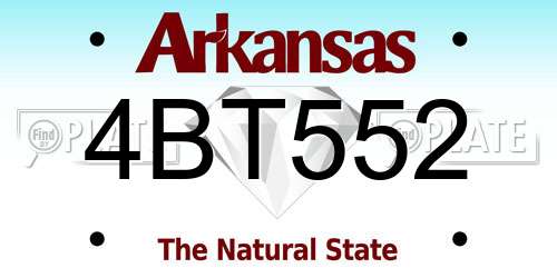 4BT552 Arkansas License Plate