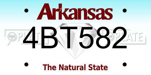 4BT582 Arkansas License Plate