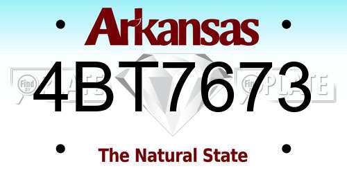 4BT7673 Arkansas License Plate