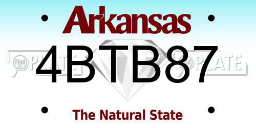 4BTB87 Arkansas License Plate