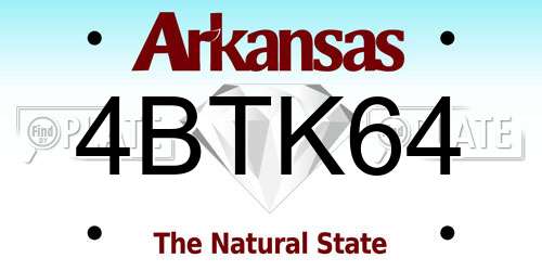 4BTK64 Arkansas License Plate