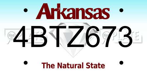 4BTZ673 Arkansas License Plate