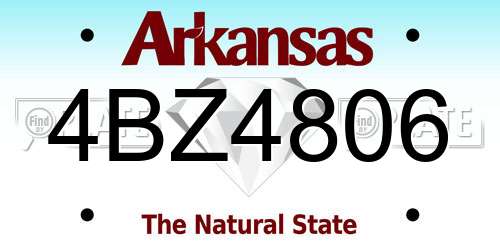 4BZ4806 Arkansas License Plate