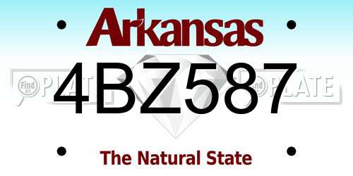 4BZ587 Arkansas License Plate
