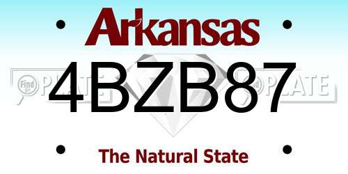 4BZB87 Arkansas License Plate