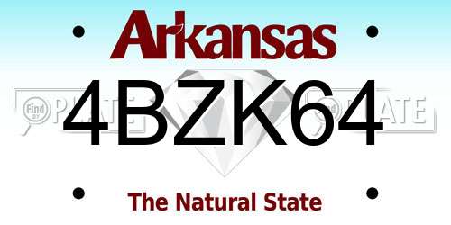 4BZK64 Arkansas License Plate