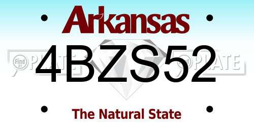 4BZS52 Arkansas License Plate