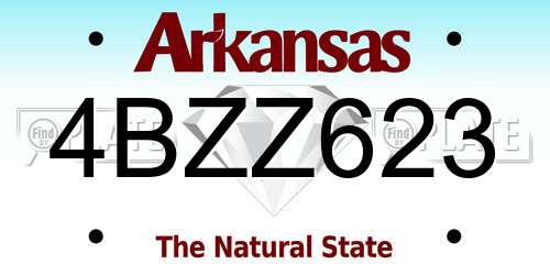 4BZZ623 Arkansas License Plate