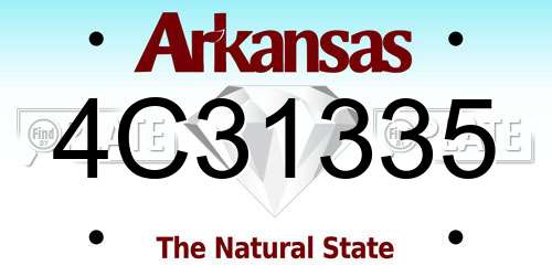 4C31335 Arkansas License Plate