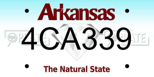 4CA339 Arkansas License Plate
