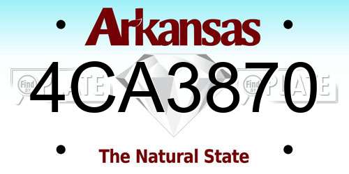 4CA3870 Arkansas License Plate