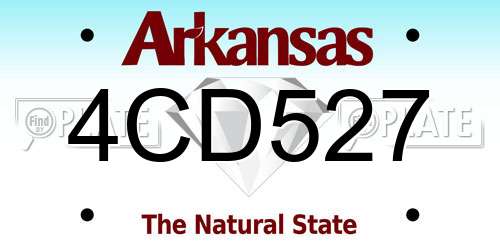 4CD527 Arkansas License Plate