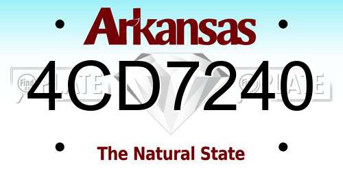 4CD7240 Arkansas License Plate