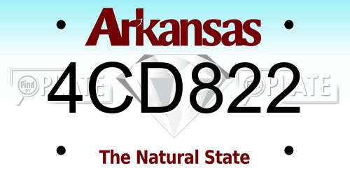4CD822 Arkansas License Plate