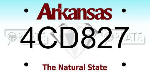 4CD827 Arkansas License Plate