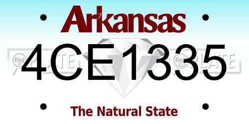 4CE1335 Arkansas License Plate