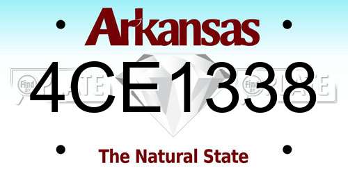 4CE1338 Arkansas License Plate