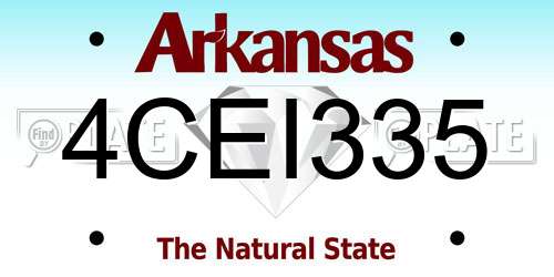 4CEI335 Arkansas License Plate