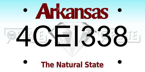 4CEI338 Arkansas License Plate