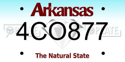 4CO877 Arkansas License Plate