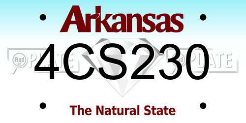 4CS230 Arkansas License Plate